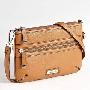 Calvin Klein Chestnut Genuine Leather Crossbody sm. Bag Purse multiple pockets